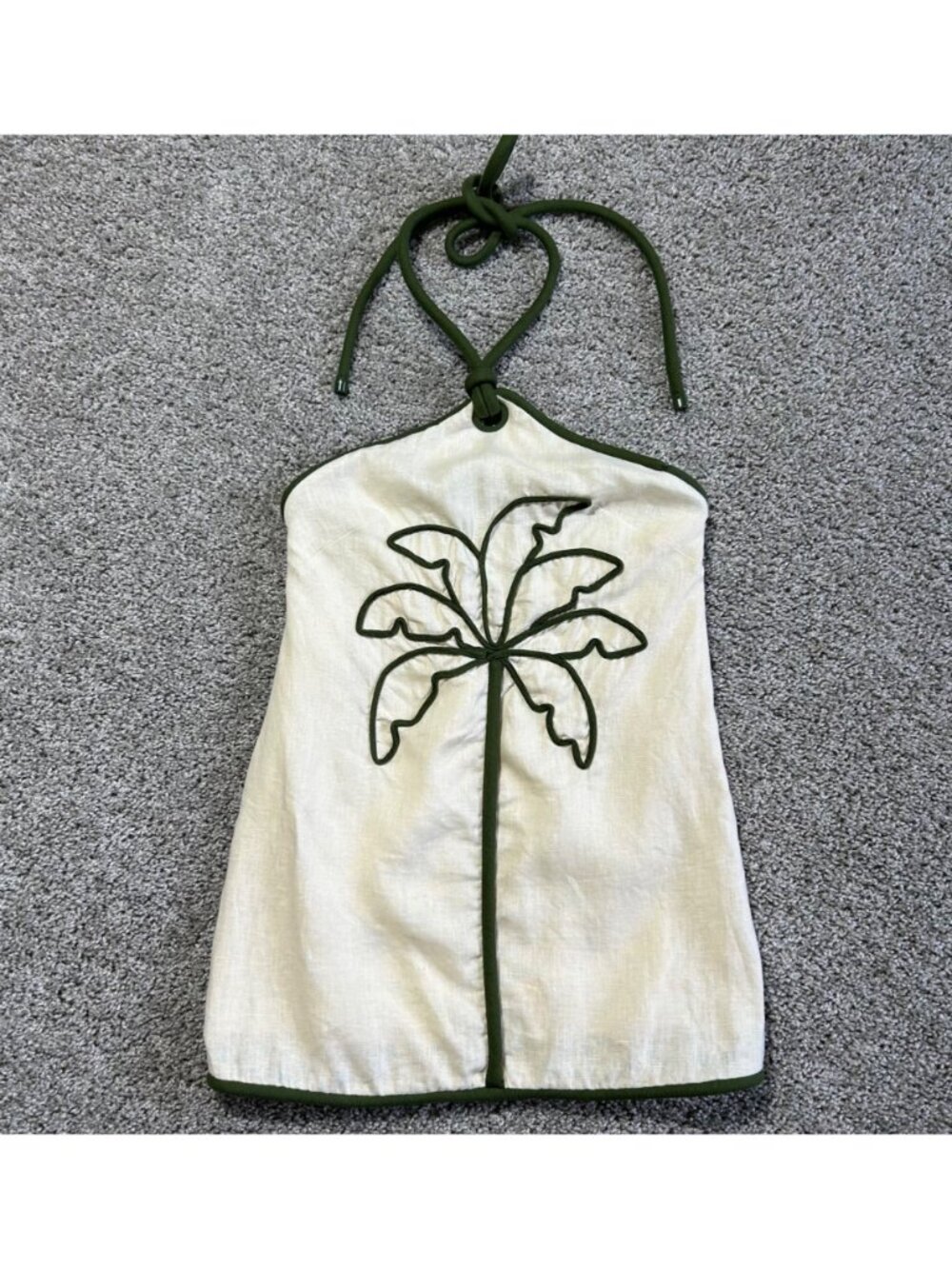 Farm Rio Womens Sz Small Coconut Embroidered Halter Neck Mini Dress Sleeveless - Picture 2 of 12